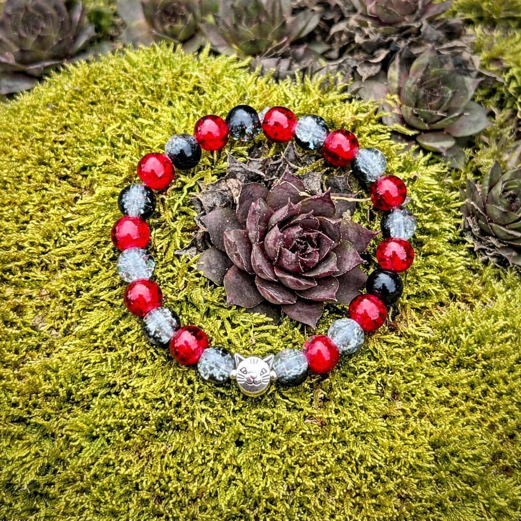 Náramek červenočerný - Pomáhám plnit mističku