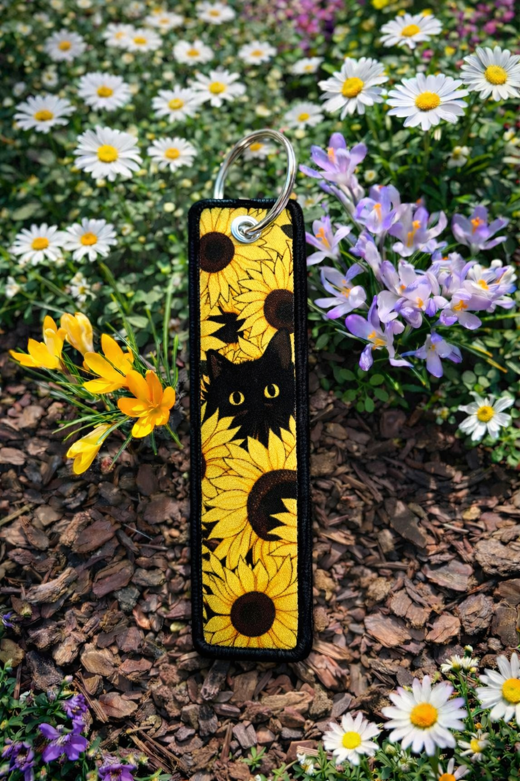 Klíčenka Slunečnice s černou kočkou