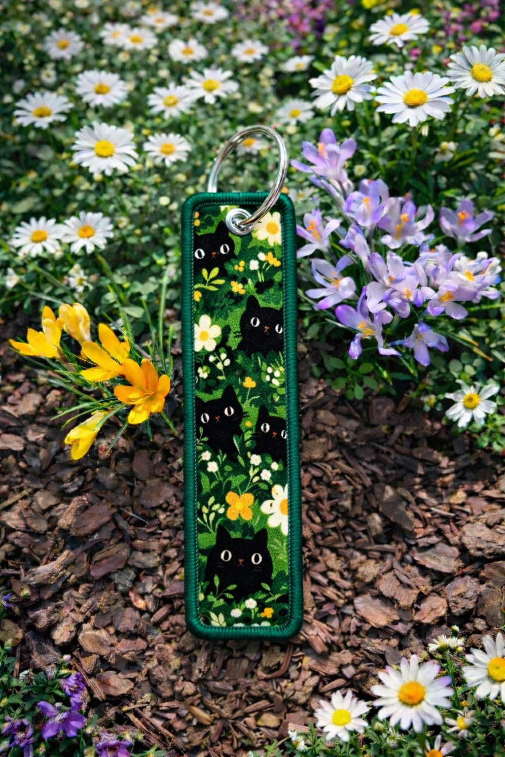 Klíčenka Kočičky v květinové zahradě