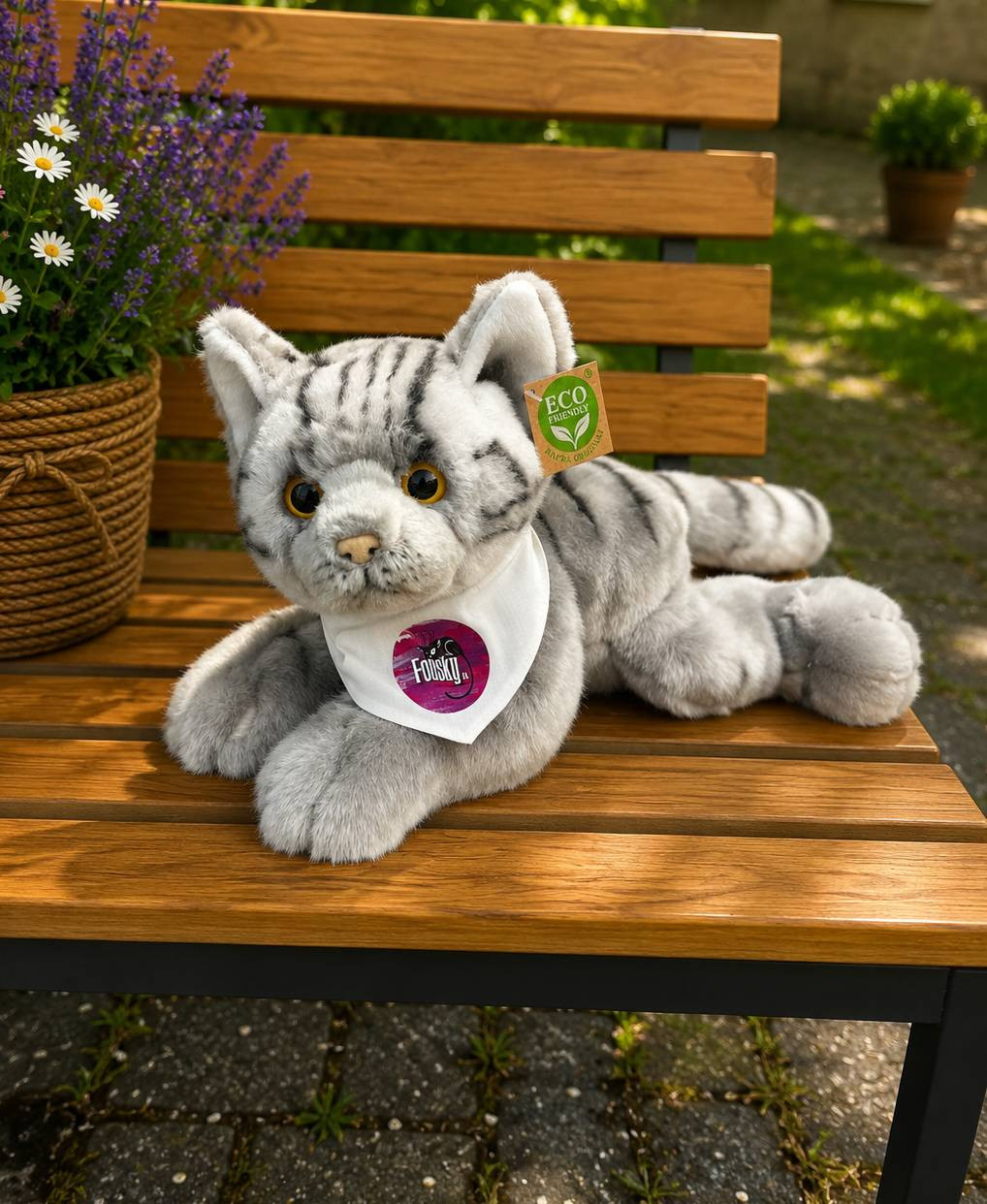 Plyšová kočka šedá 30 cm ECO-FRIENDLY 3
